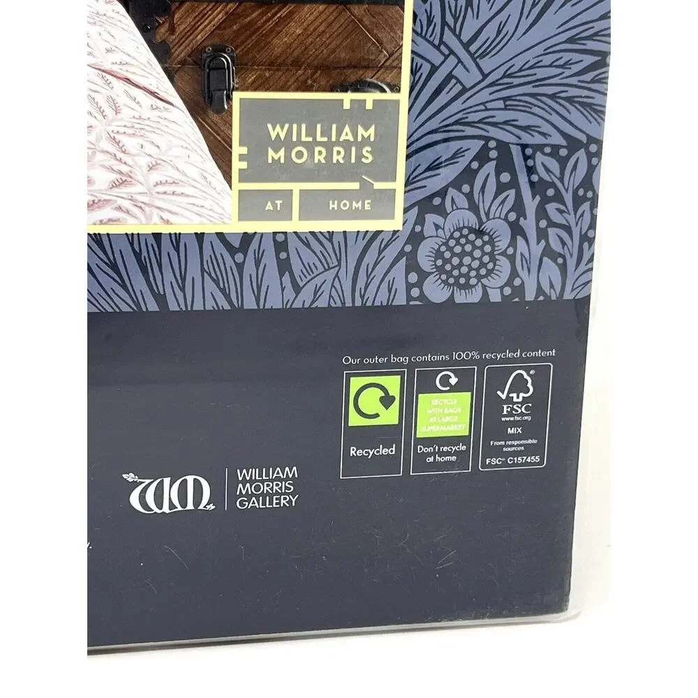 William Morris Original Willow Plaster Pink KING Cotton Percale Sheet Set Leaves